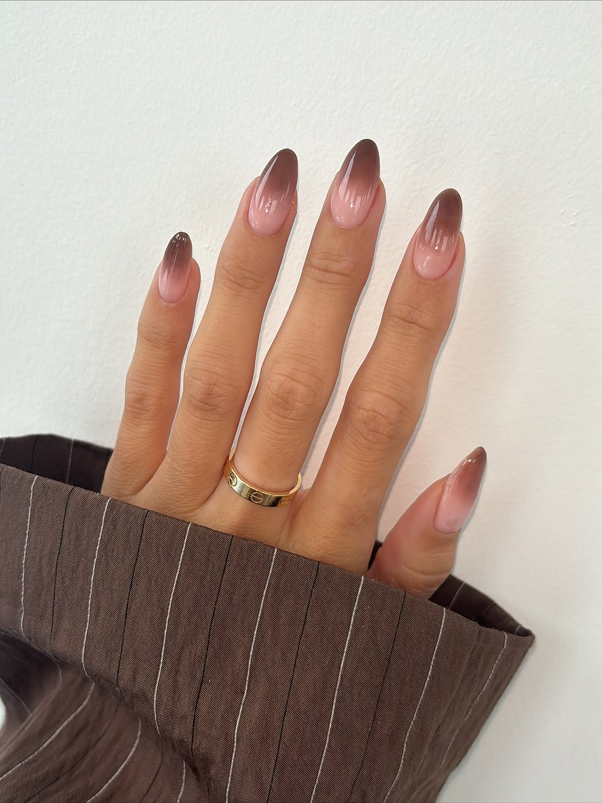 Rich Chocolate Ombre Almond Nails