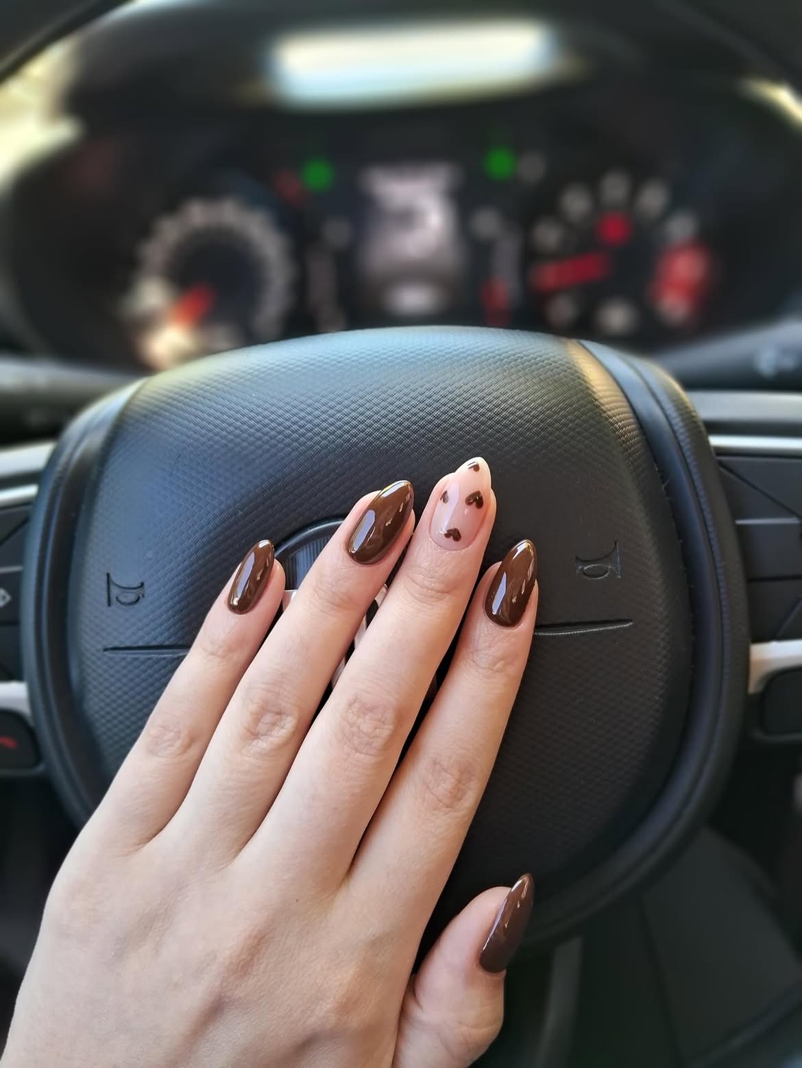 Rich Chocolate Swirl Almond Nails