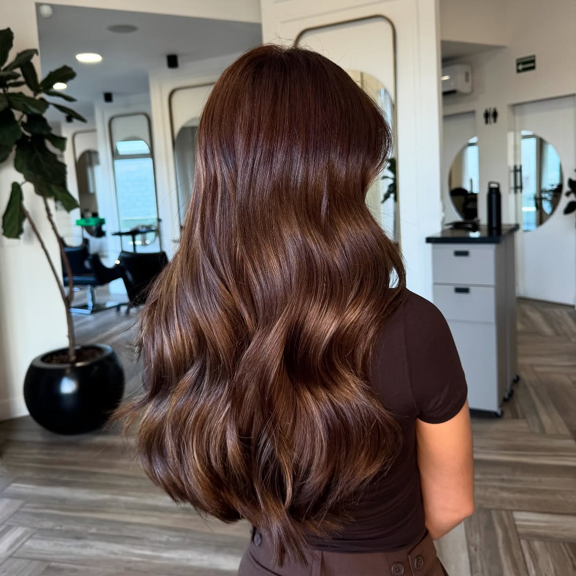 Rich Cinnamon Balayage With Soft Waves