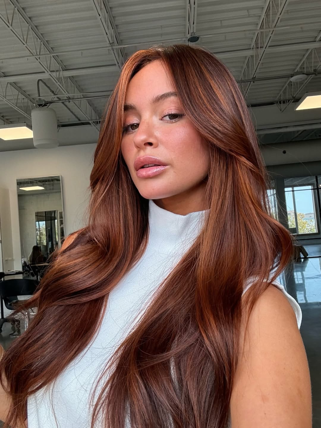 Rich Cinnamon Hair With Voluminous Waves