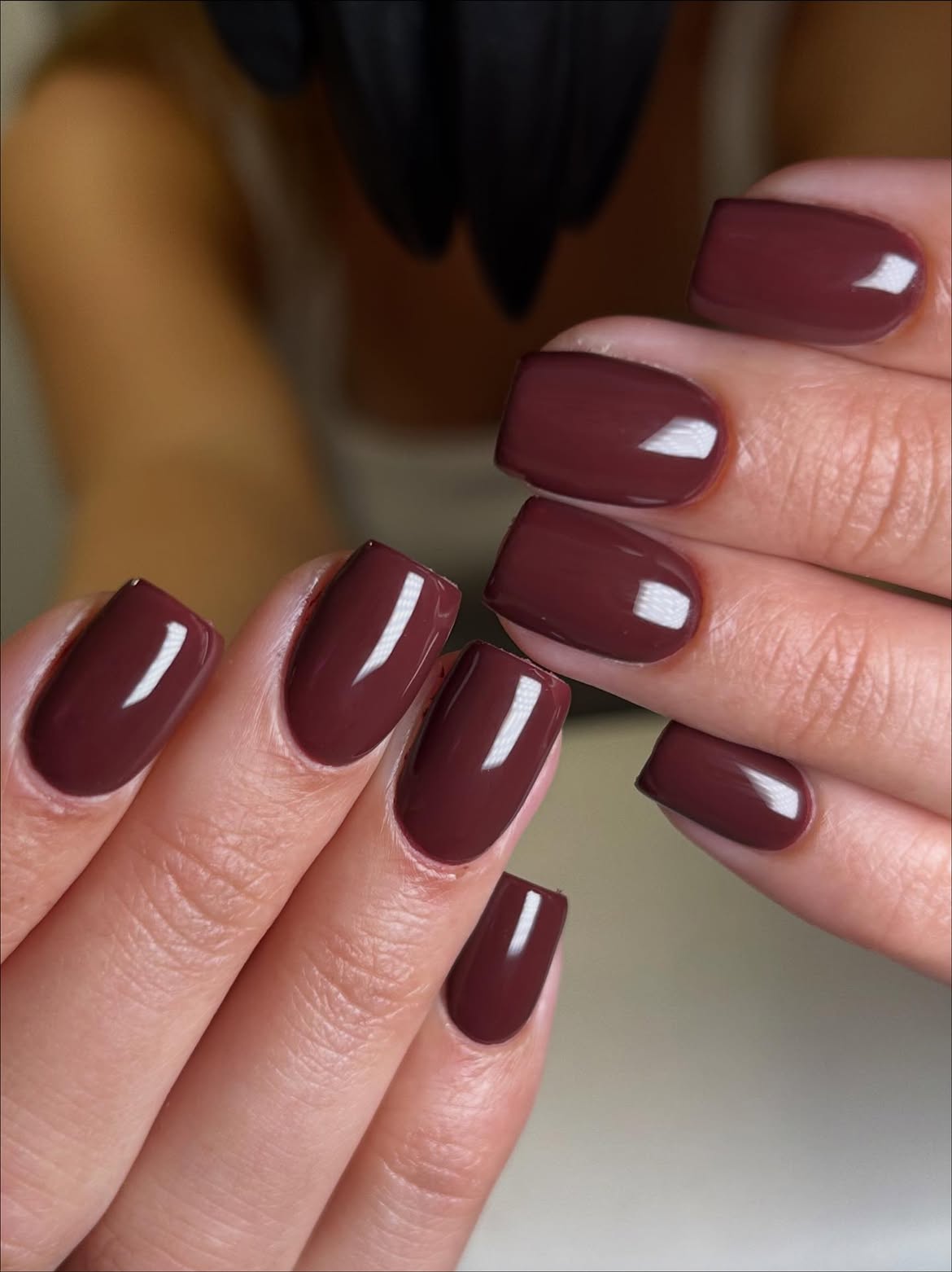 Rich Cranberry Red High Gloss Nails
