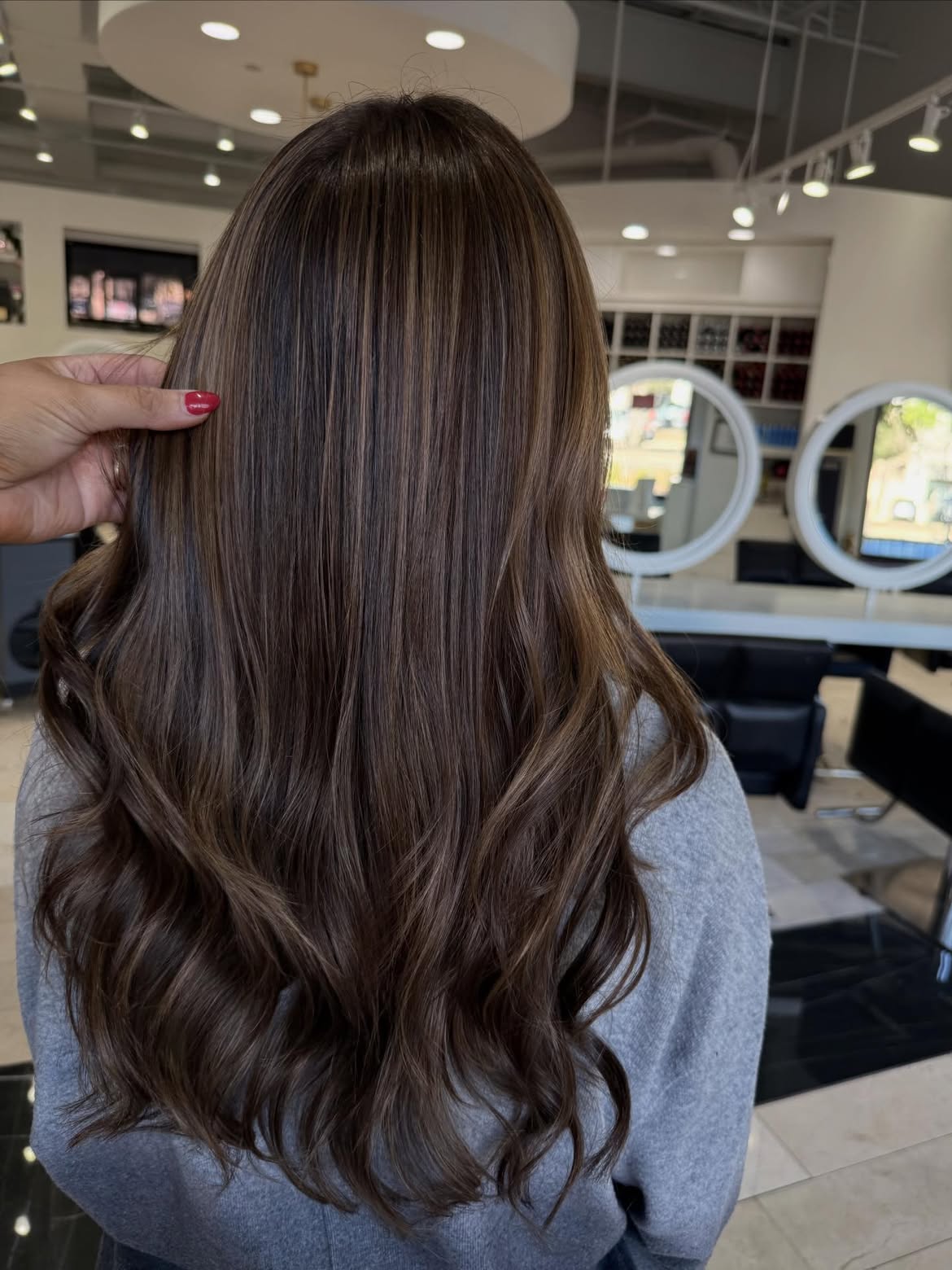 Rich Espresso Balayage With Caramel Highlights
