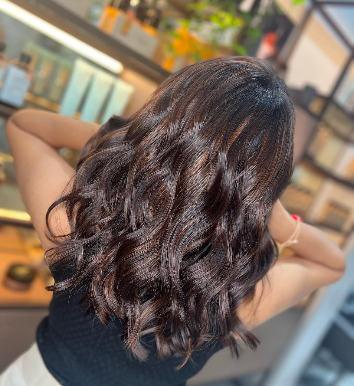 Rich Espresso Balayage With Caramel Hues