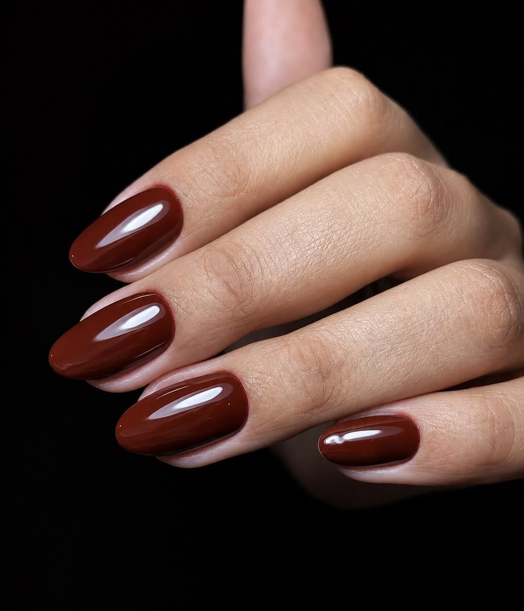 Rich Espresso Glossy Oval Nails