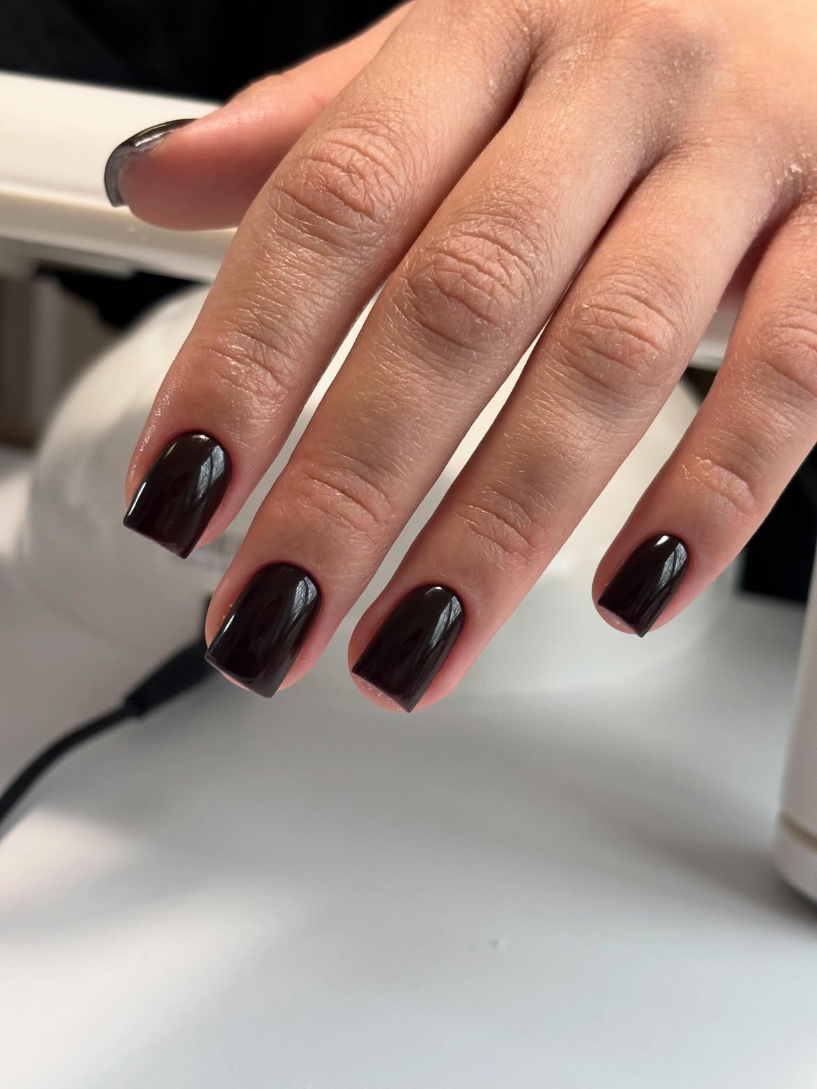 Rich Espresso Glossy Square Nails