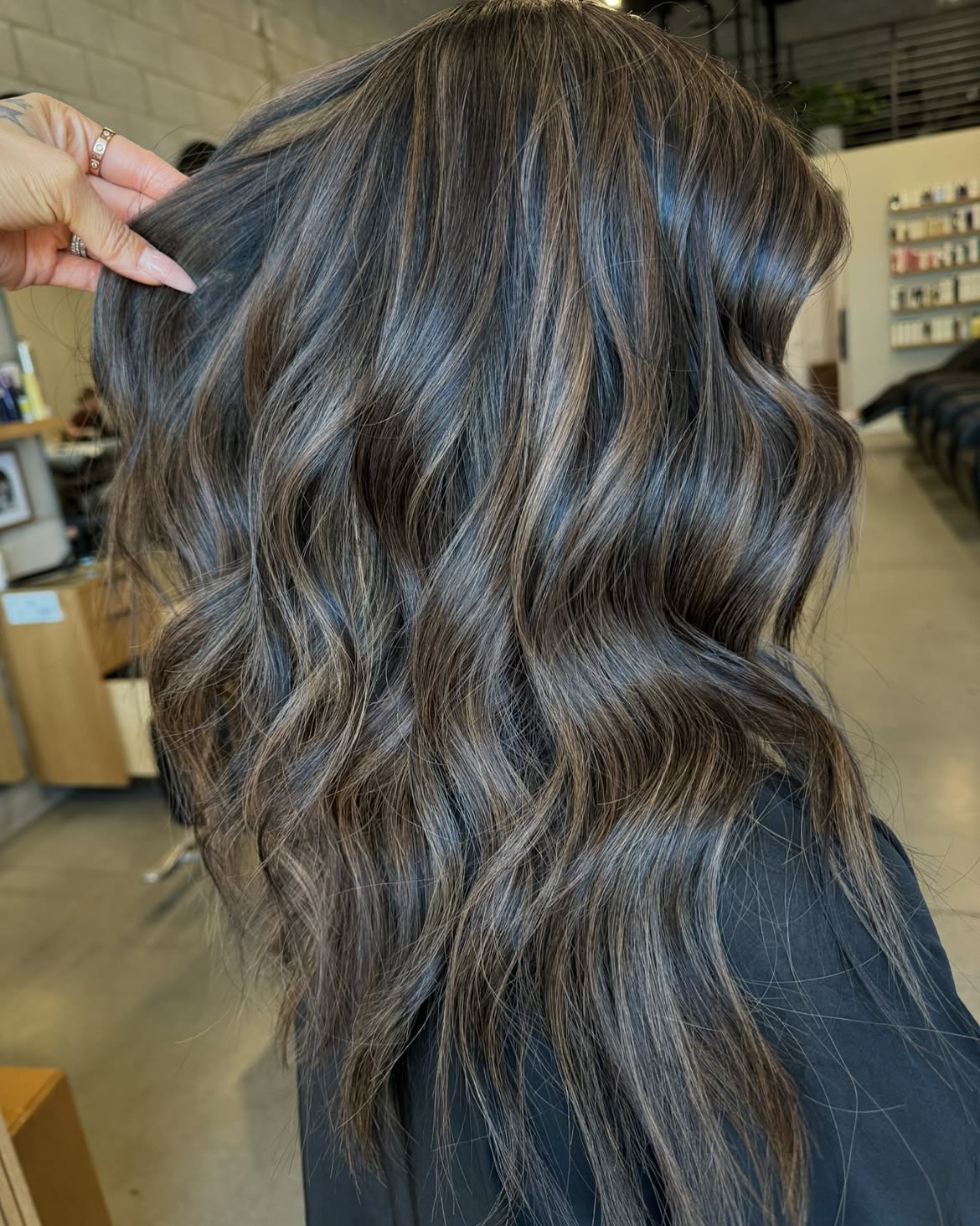 Rich Espresso Melt With Ash Blonde Highlights