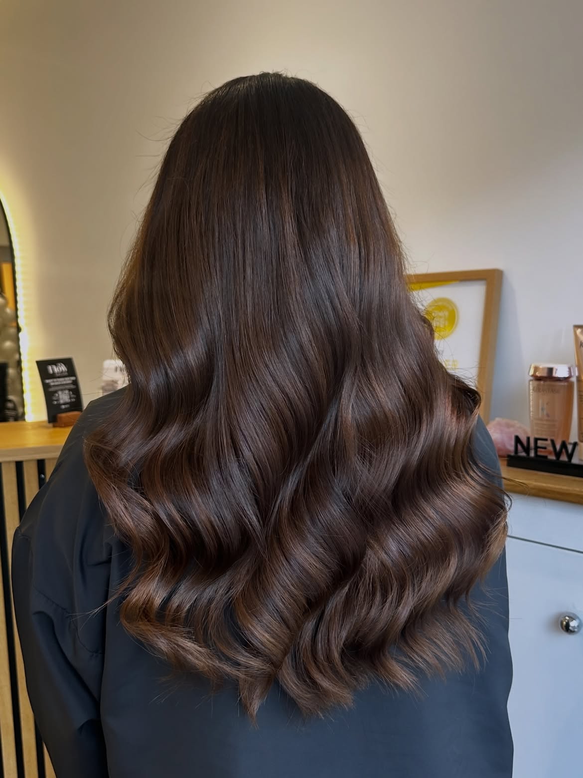 Rich Espresso Waves With Ash Brown Balayage