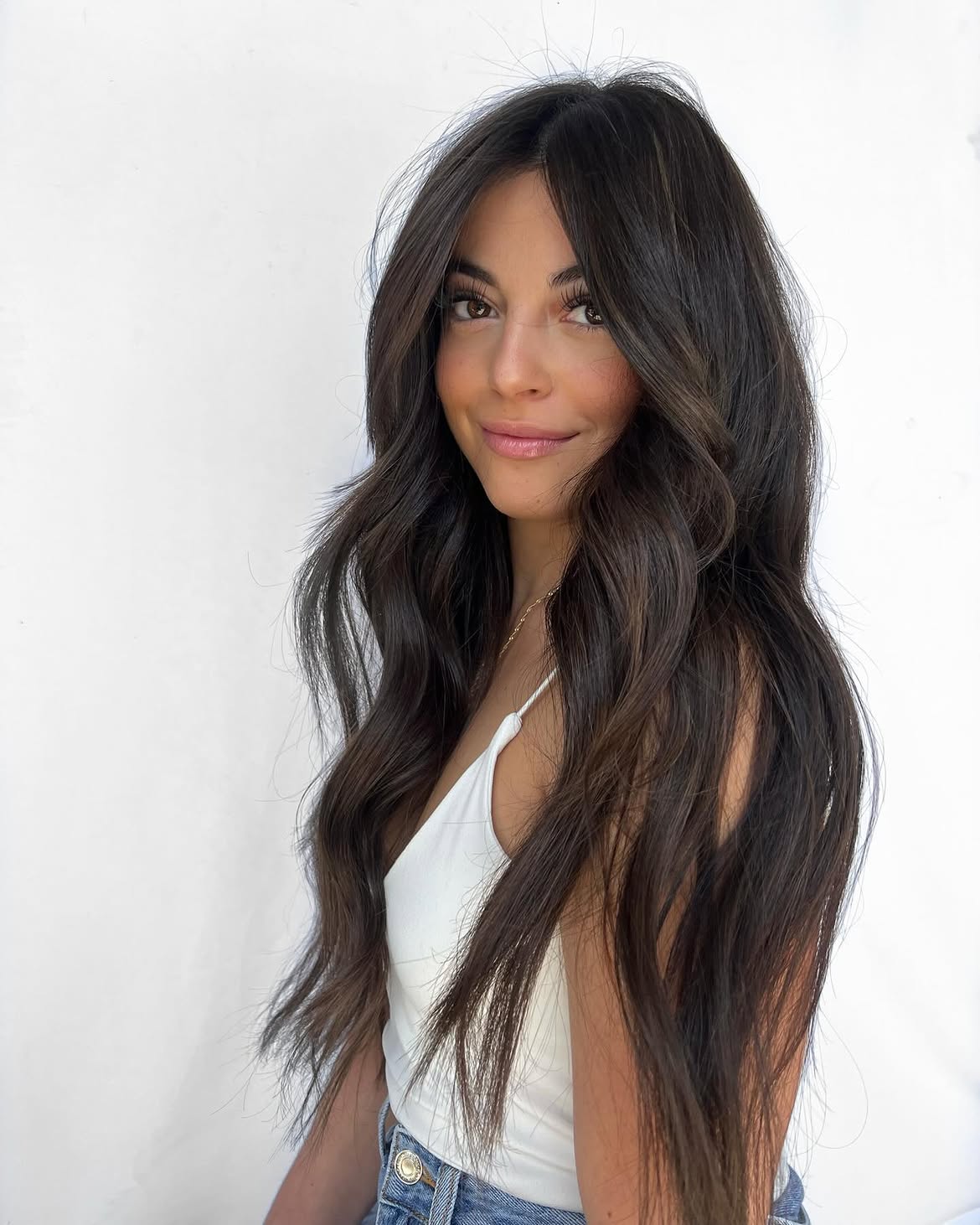 Rich Espresso Waves With Subtle Caramel Balayage