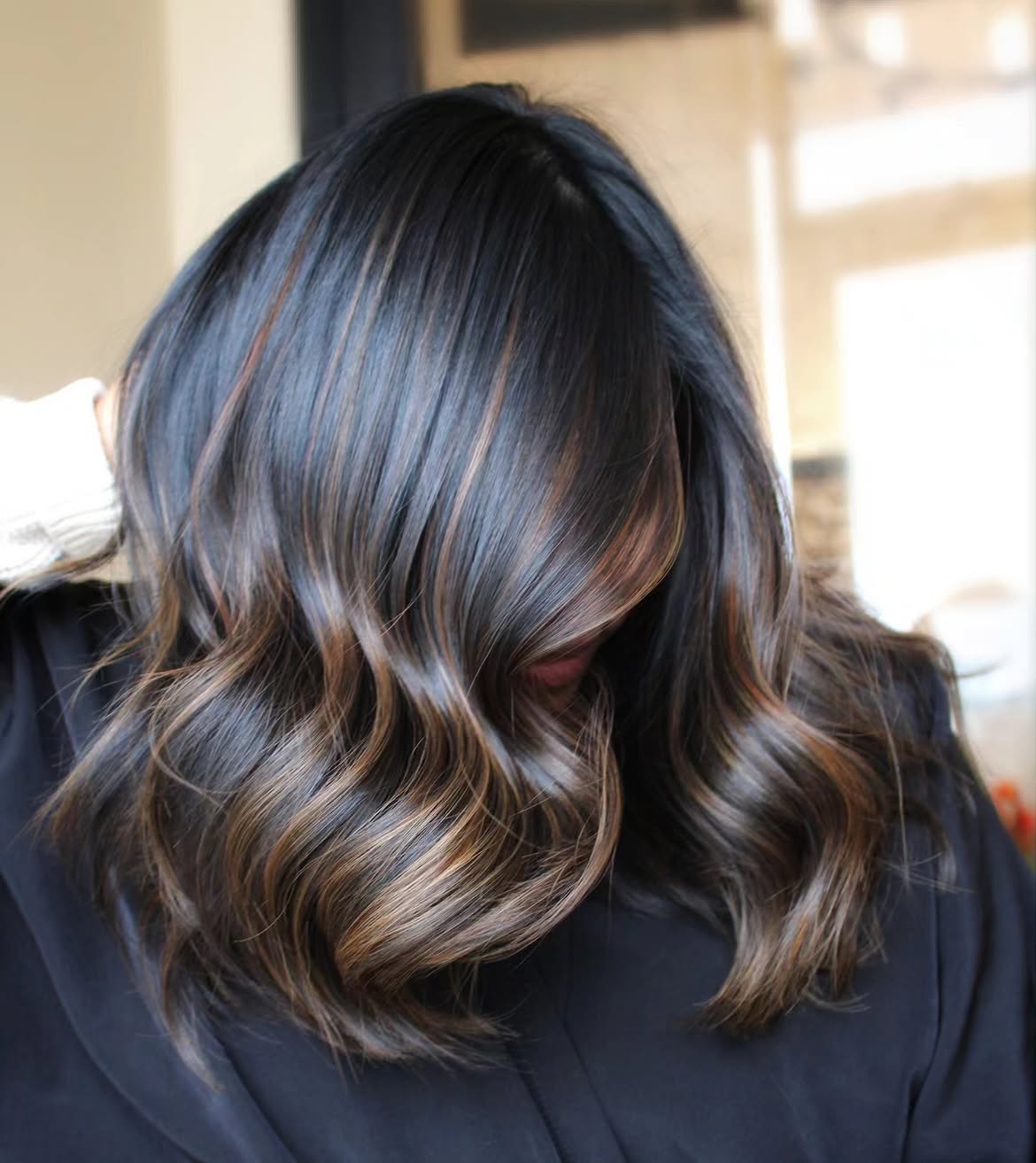 Rich Espresso With Caramel Balayage Waves