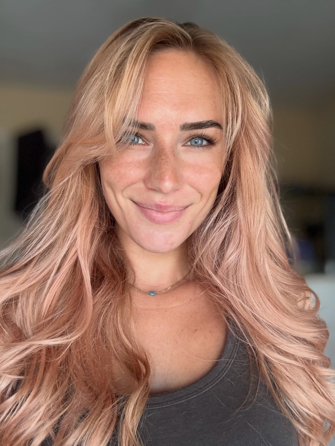 Rose Gold Balayage With Soft Waves
