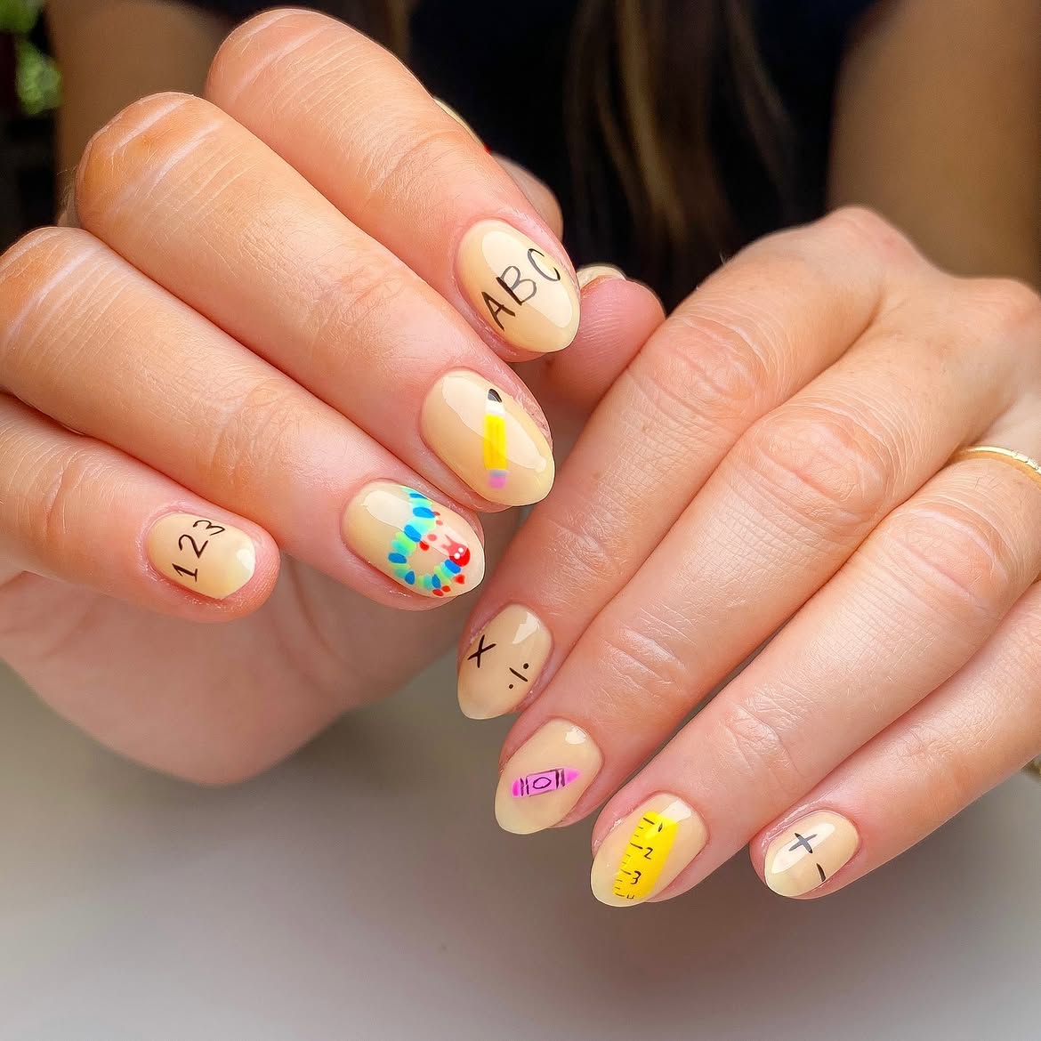 School Days Cute Cartoon Nail Art