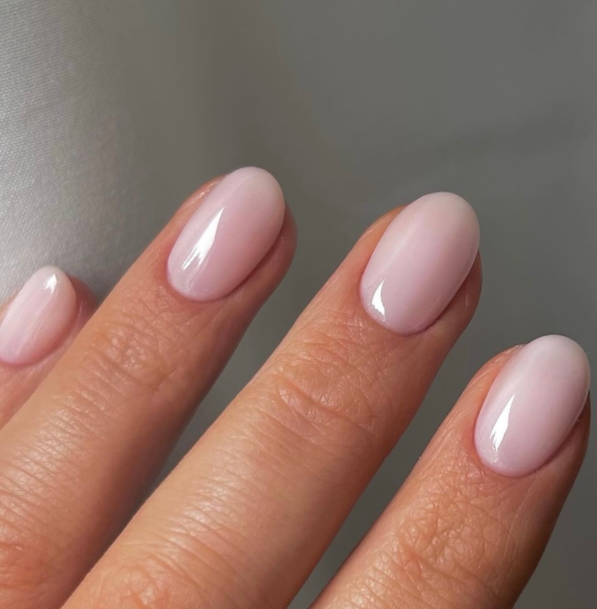 Sheer Milky Pink Oval Nails