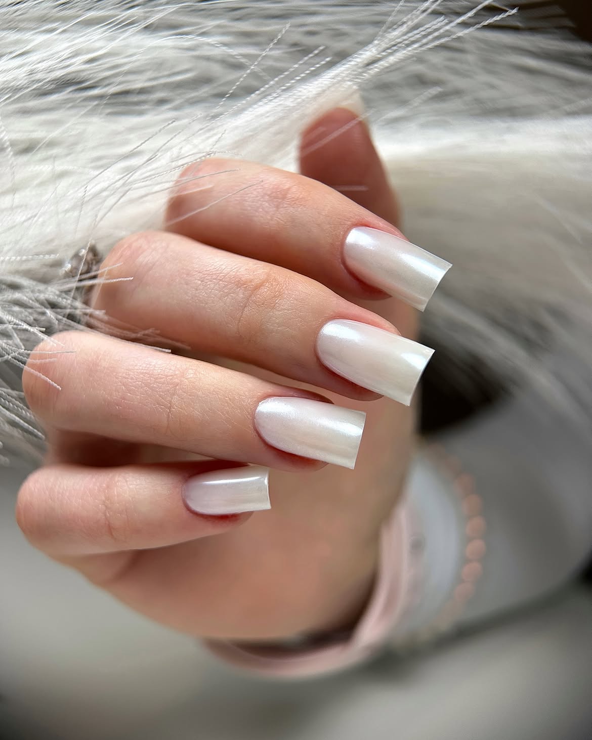 Shimmering Pearl Square Nails