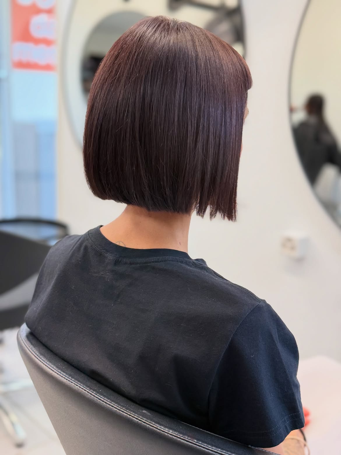 Sleek Cherry Brown Blunt Bob Haircut