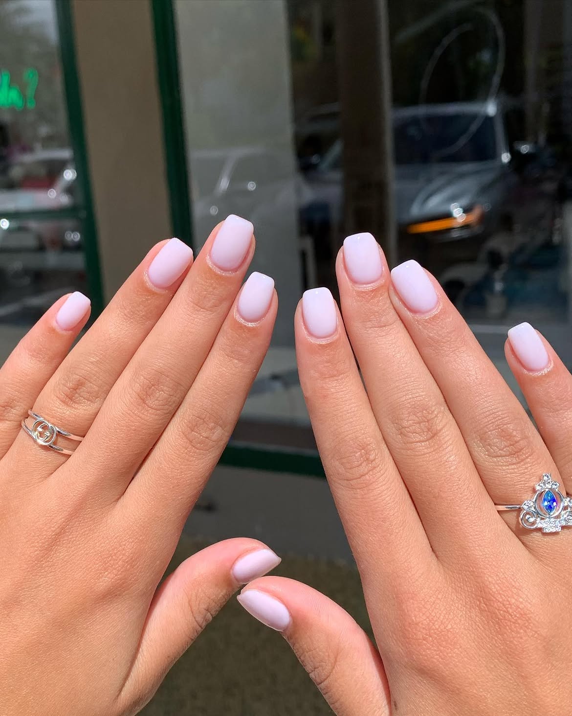 Soft Lavender Milky Square Nails