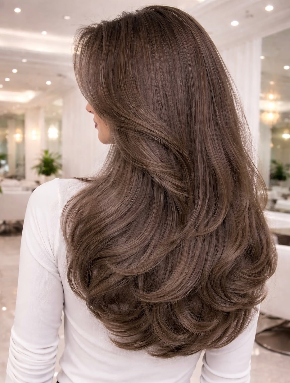 Soft Layered Cut With Mushroom Brown Balayage
