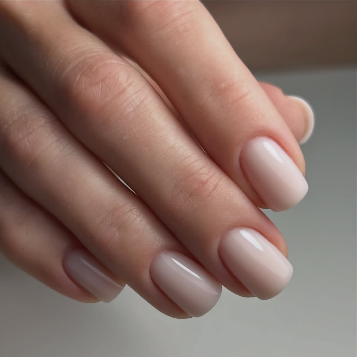 Soft Milky Nude Oval Nails