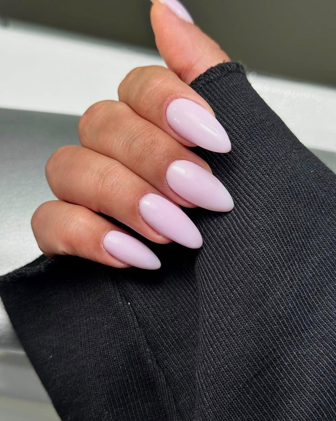 Soft Milky Pink Almond Nails