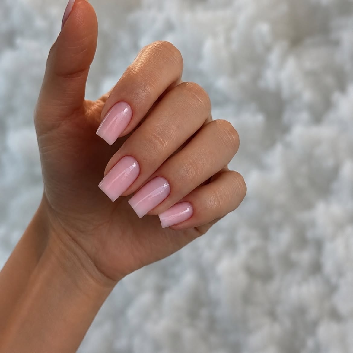 Soft Milky Pink Square Acrylic Nails
