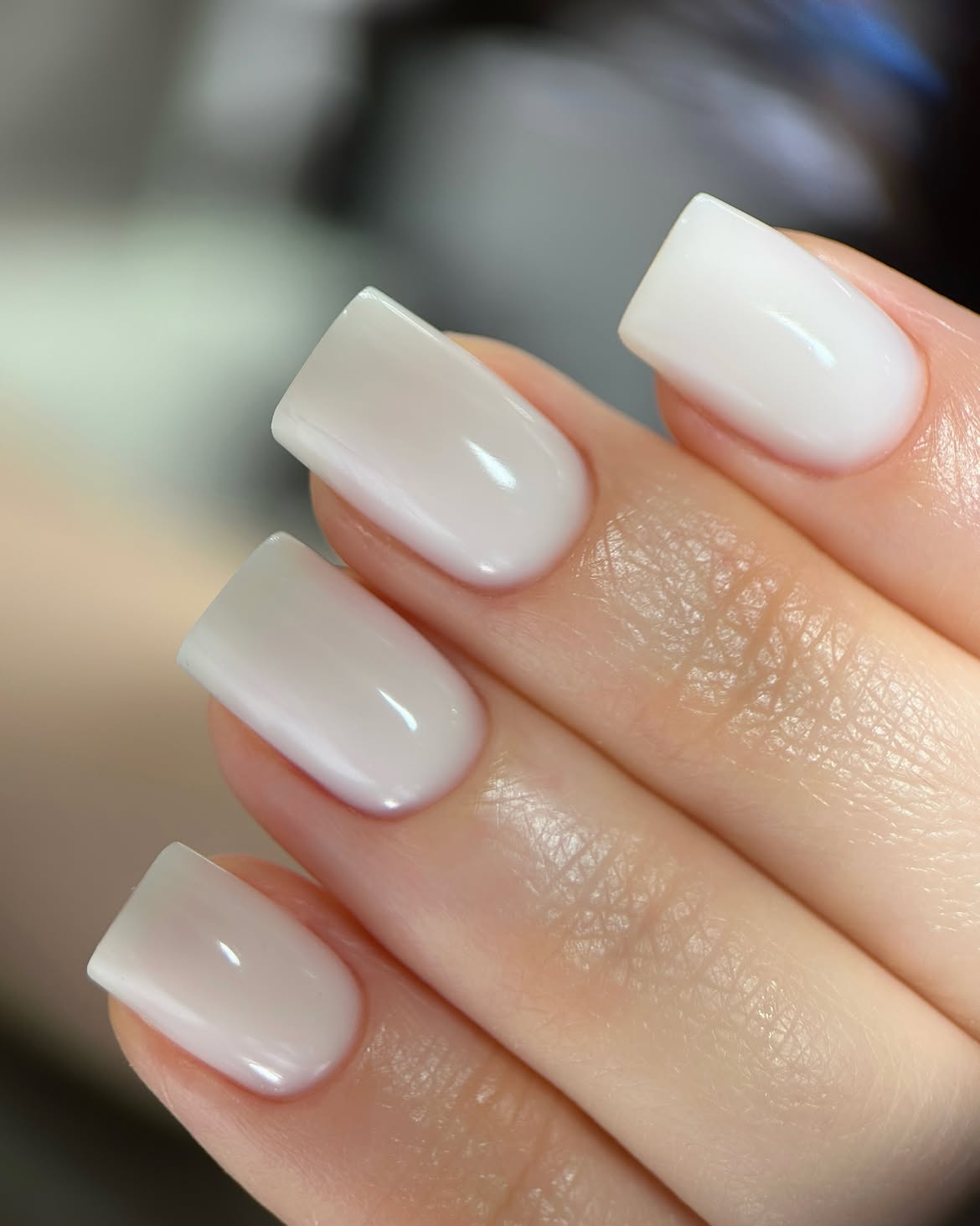 Soft Milky White Squoval Nails