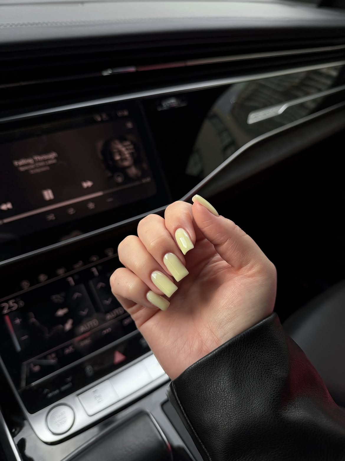 Soft Pastel Yellow Glossy Square Nails