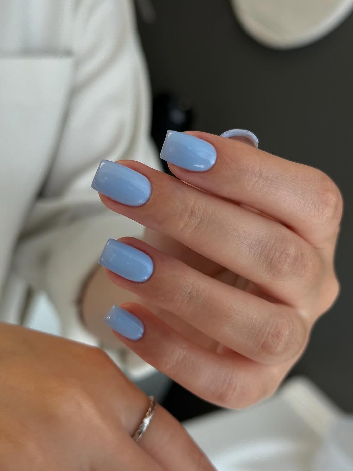 Soft Periwinkle Blue Glossy Square Nails