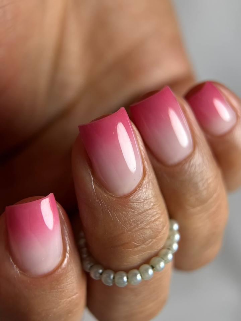 Soft Pink and White Ombre French Tips