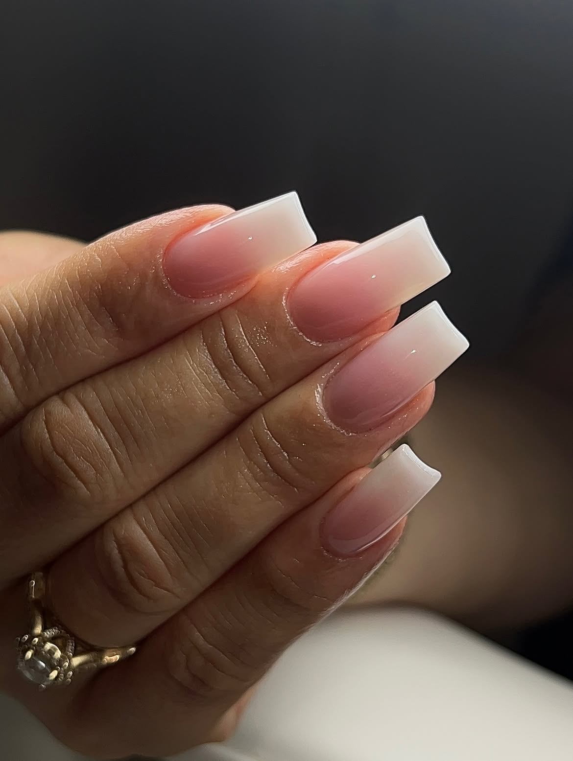 Soft Pink and White Ombre Square French Nails