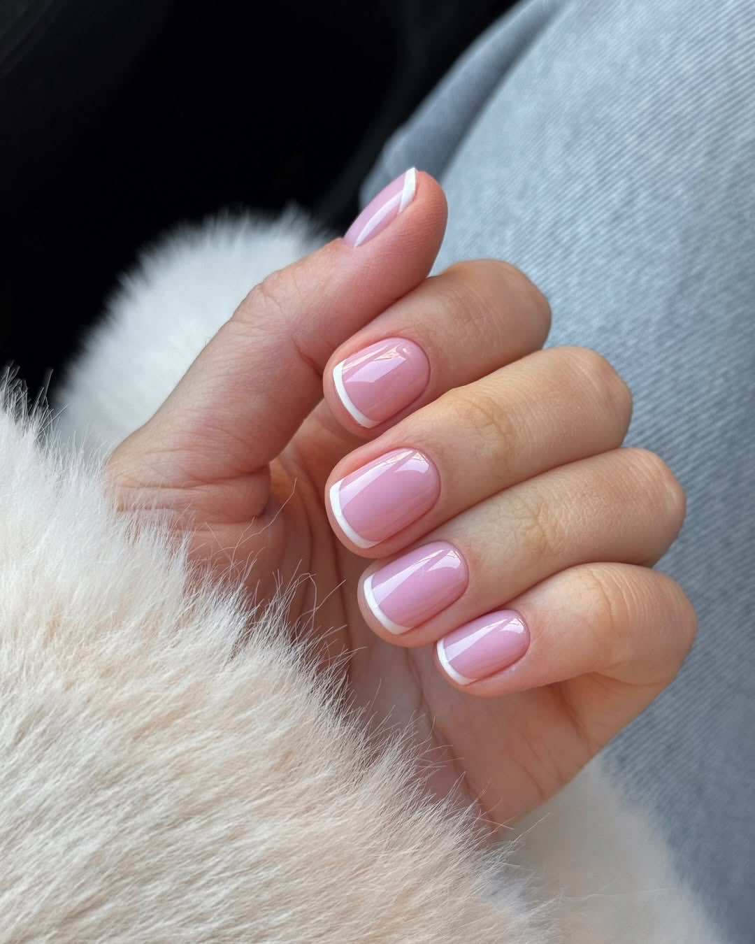 Soft Pink French Tip Glossy Manicure