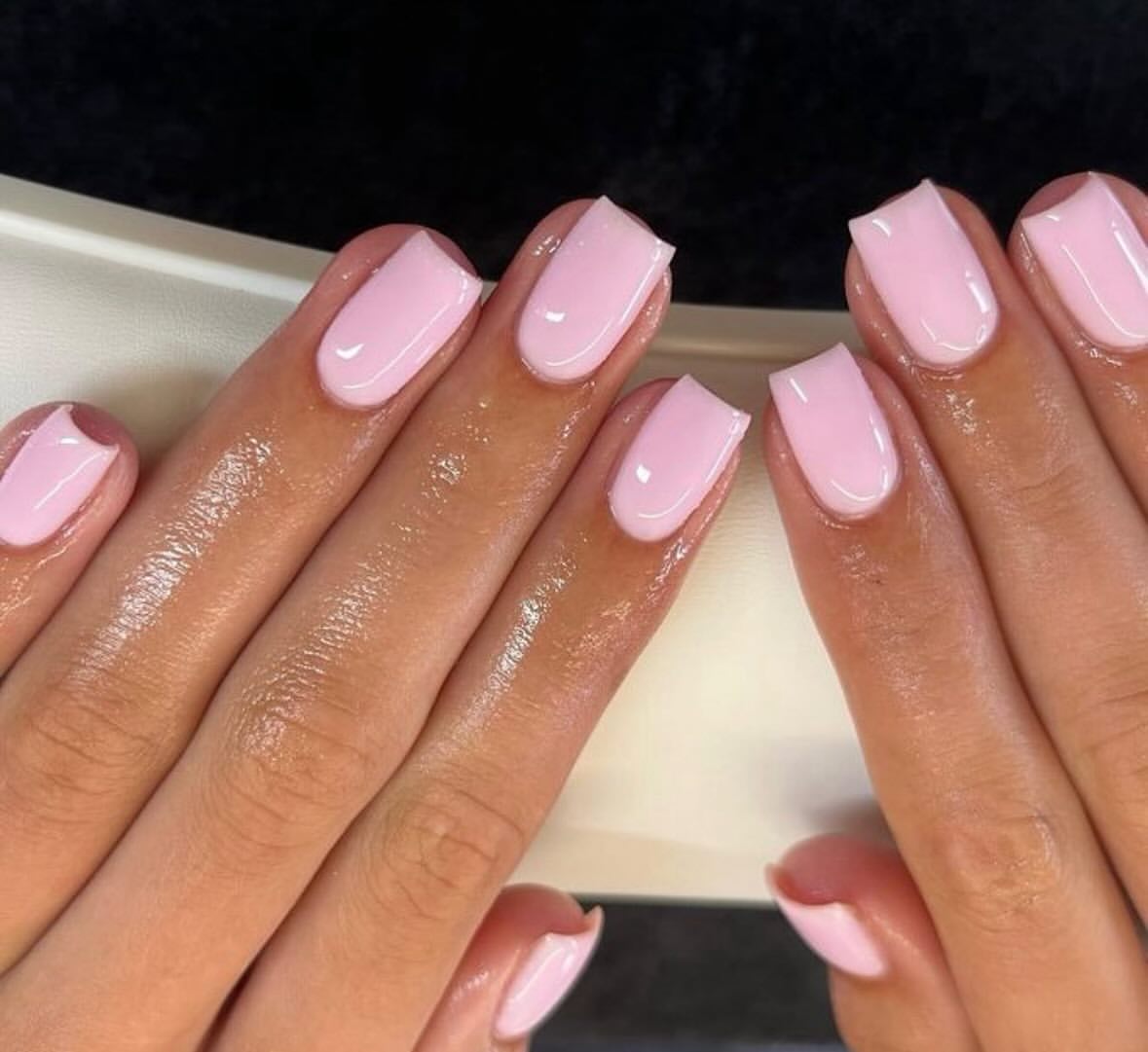 Soft Pink Glossy Squoval Nails