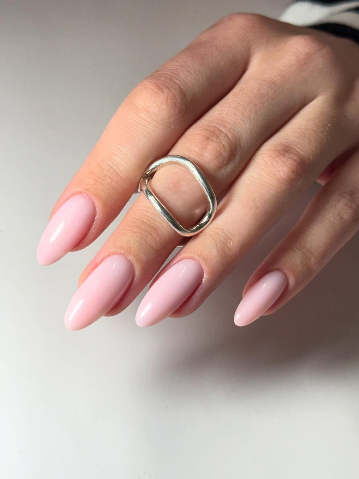 Soft Pink Milky Almond Nails