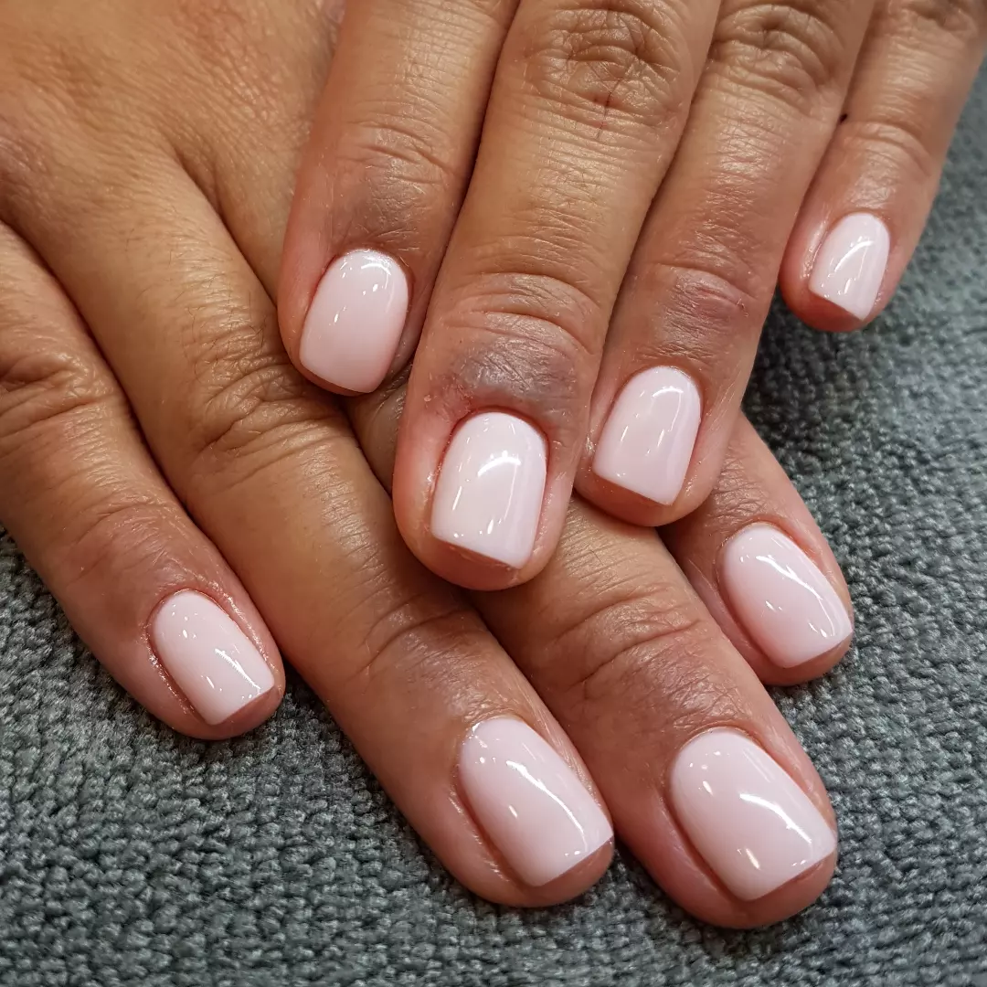 Soft Pink Milky Glossy Short Squoval Nails