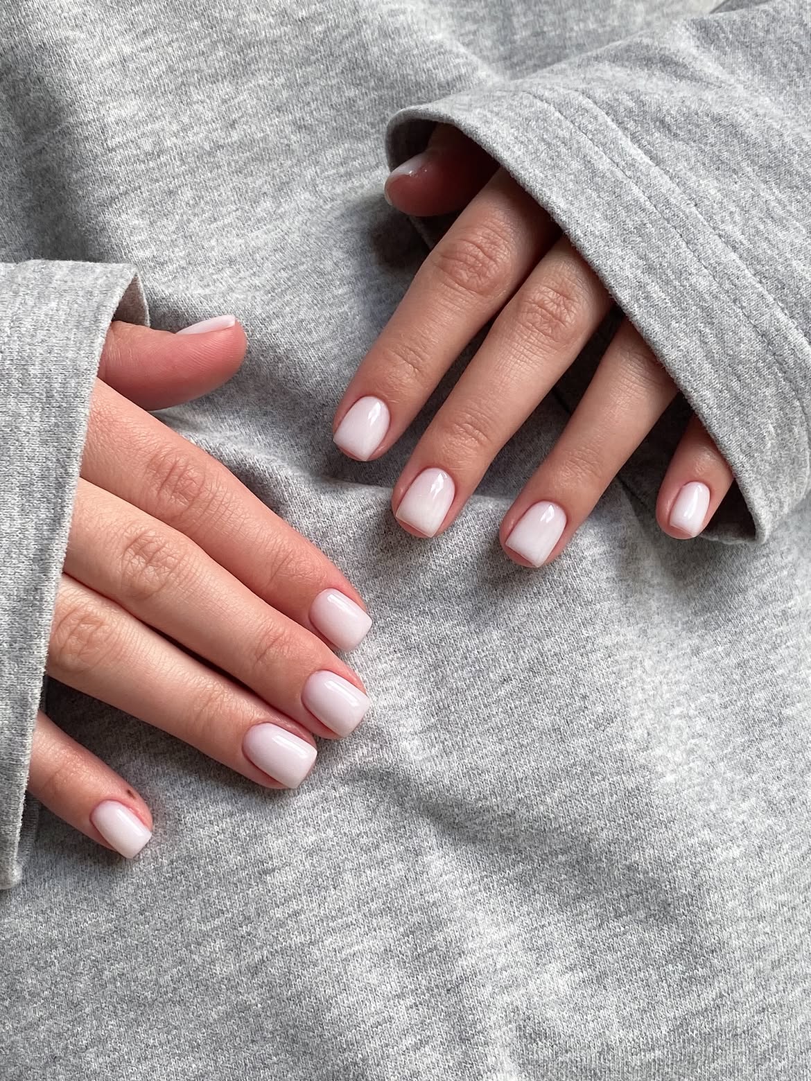 Soft Pink Milky Gradient Short Squoval Nails