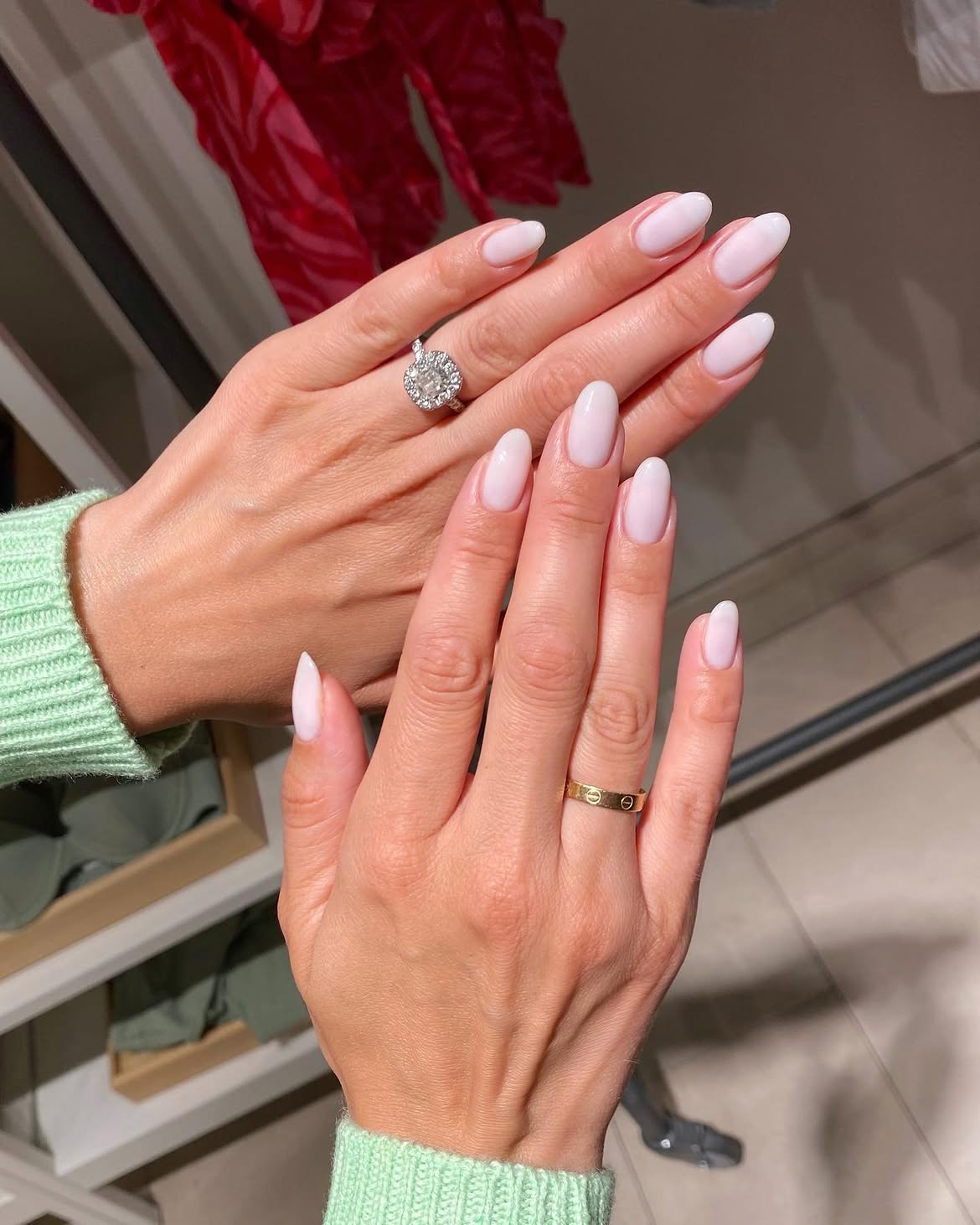 Soft Pink Milky Oval French Tips