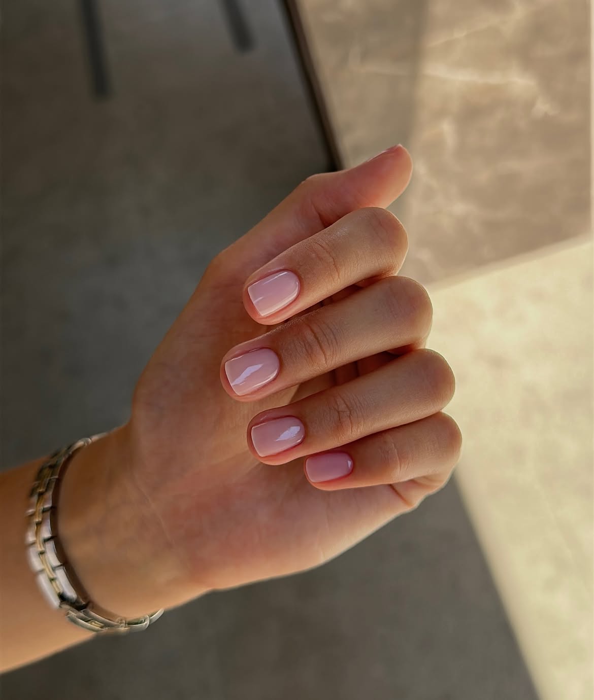 Soft Pink Milky Squoval Manicure