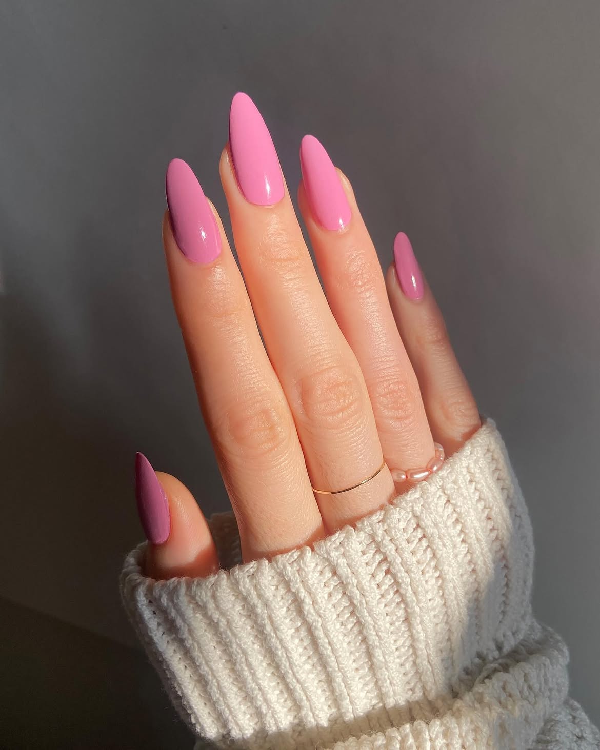 Soft Pink Stiletto Gel Nails