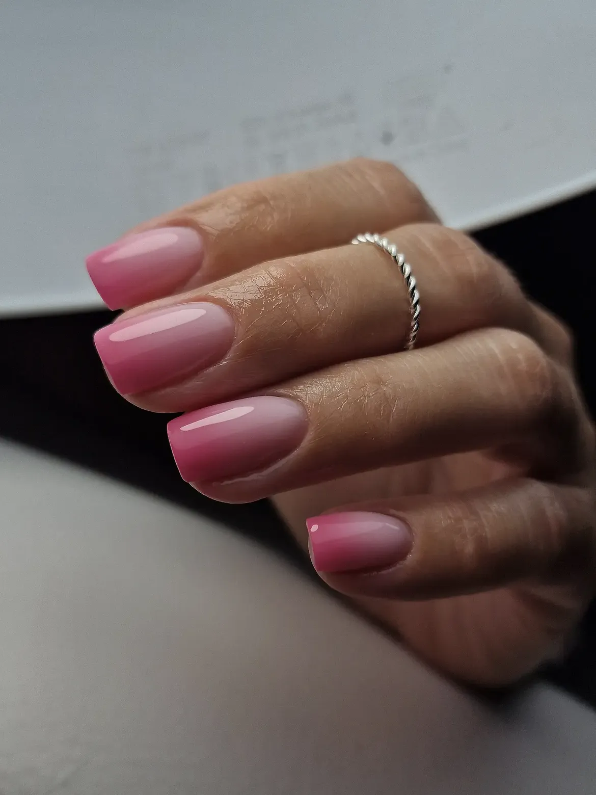 Soft Pink to White French Ombre Nails