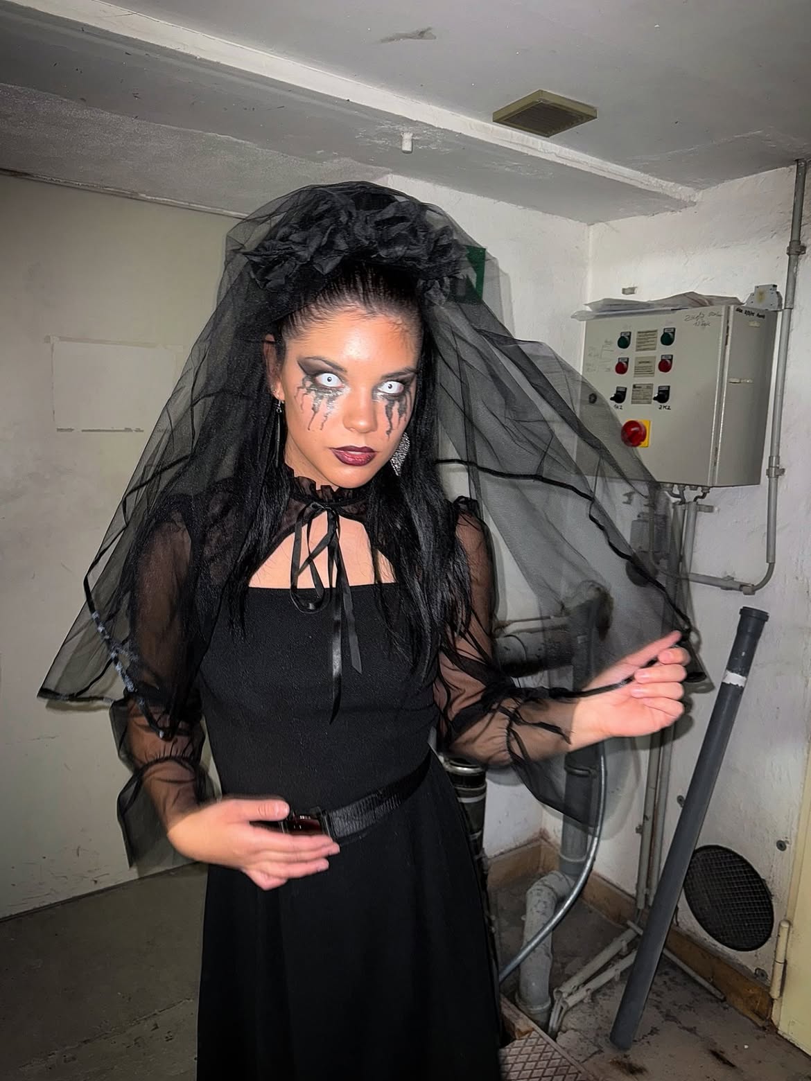 Spooky Black Gothic Wedding Dress Halloween Costume