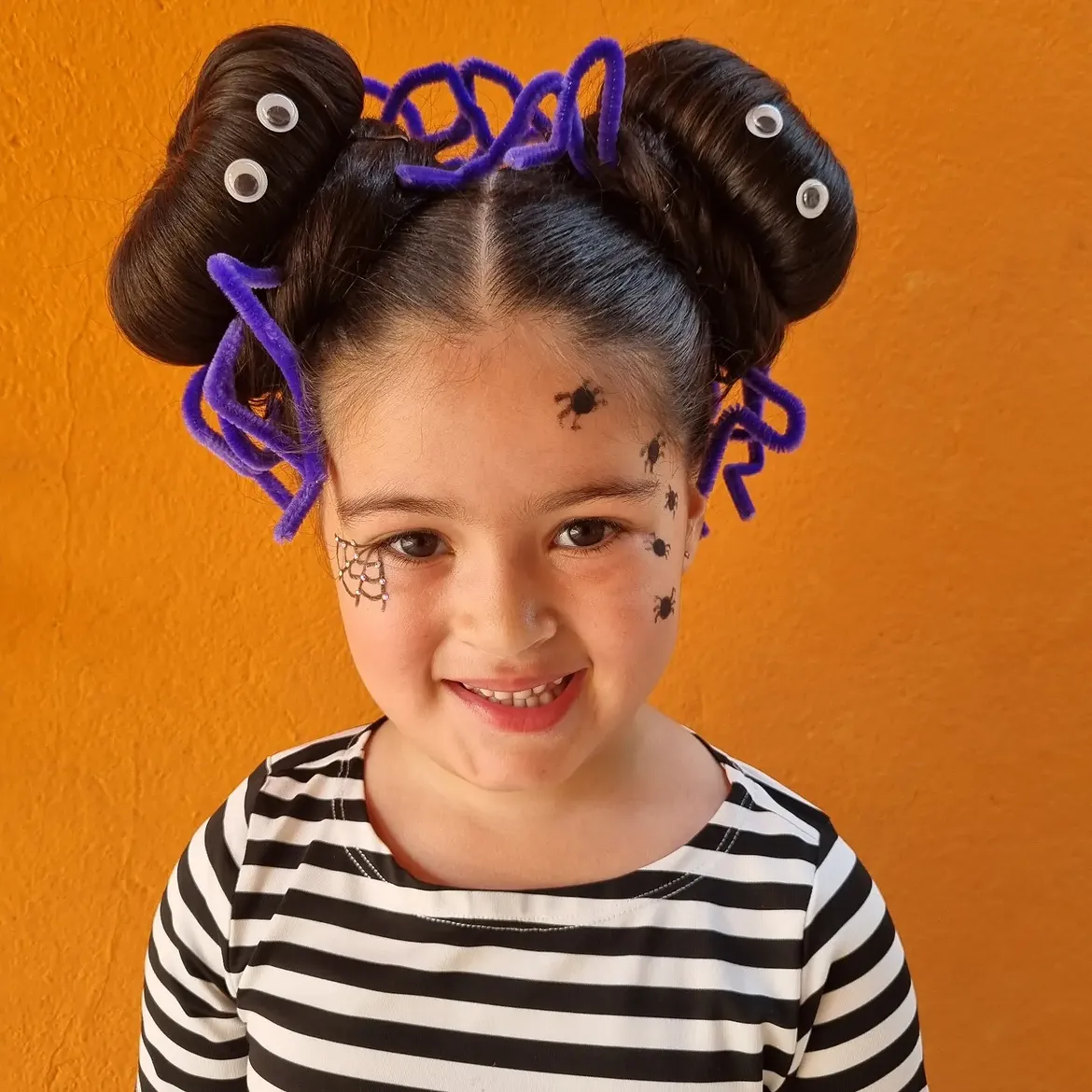 Spooky Spider Buns Halloween Hairstyle