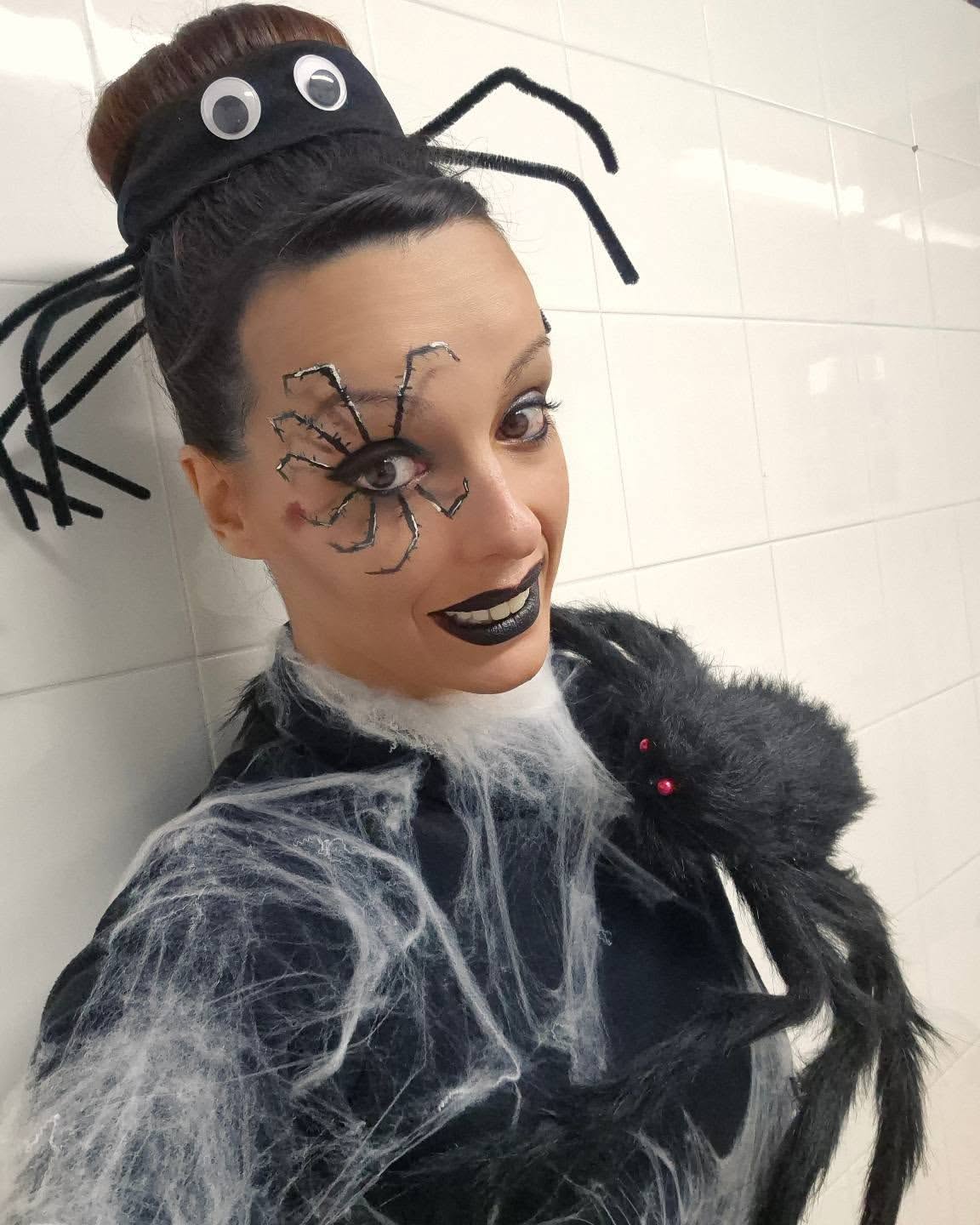 Spooky Spider Web Updo With Googly Eyes