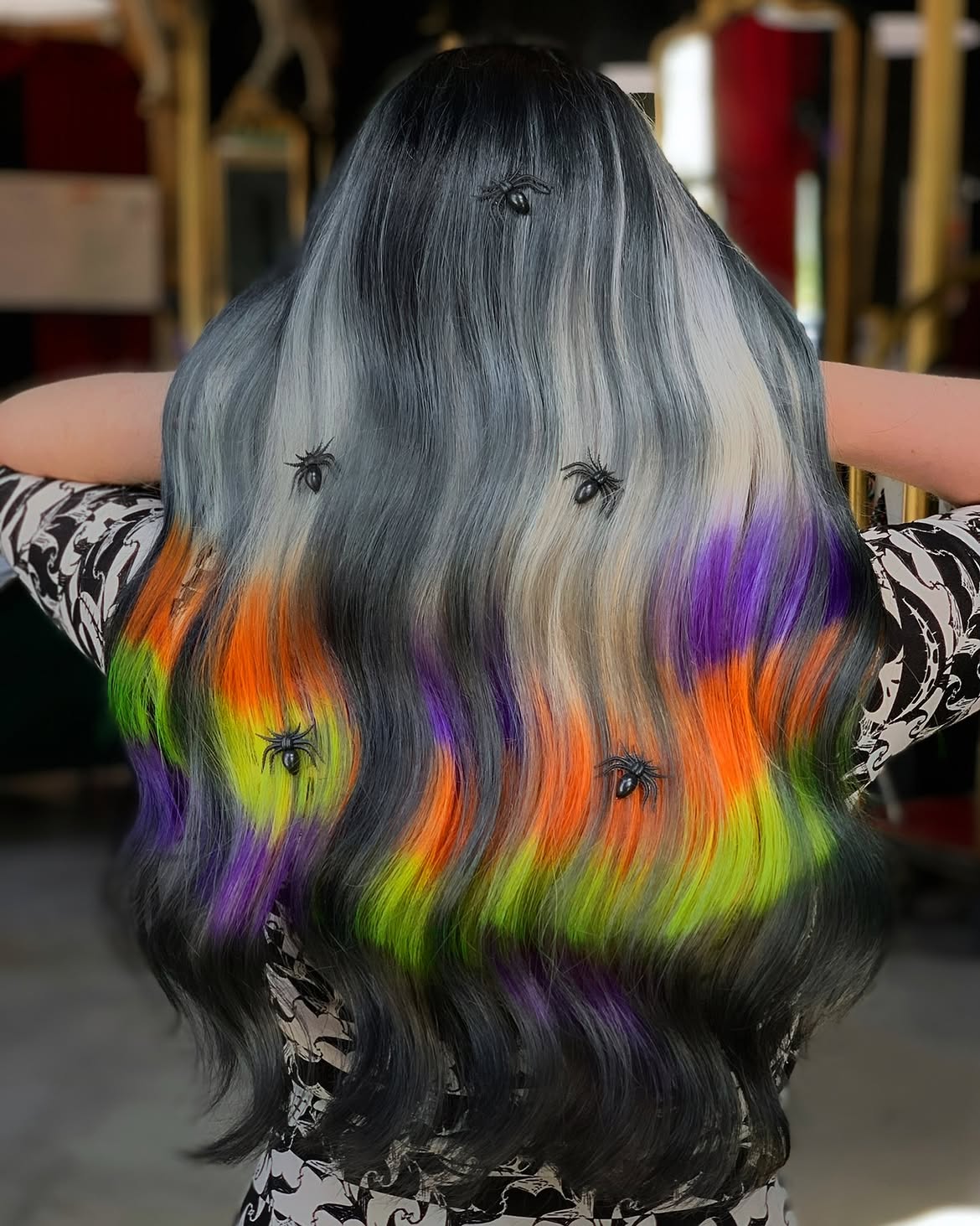 Spooky Spiderweb Streaks Halloween Hair