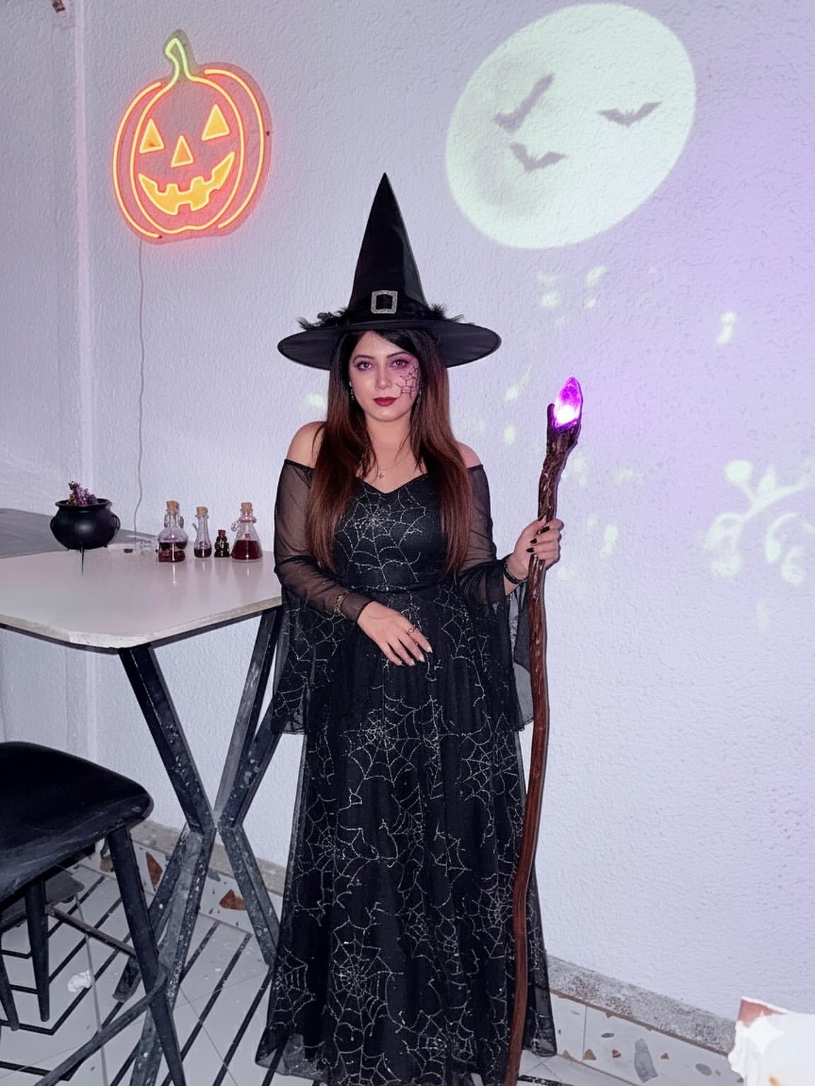 Spooky Spiderweb Witch Halloween Costume