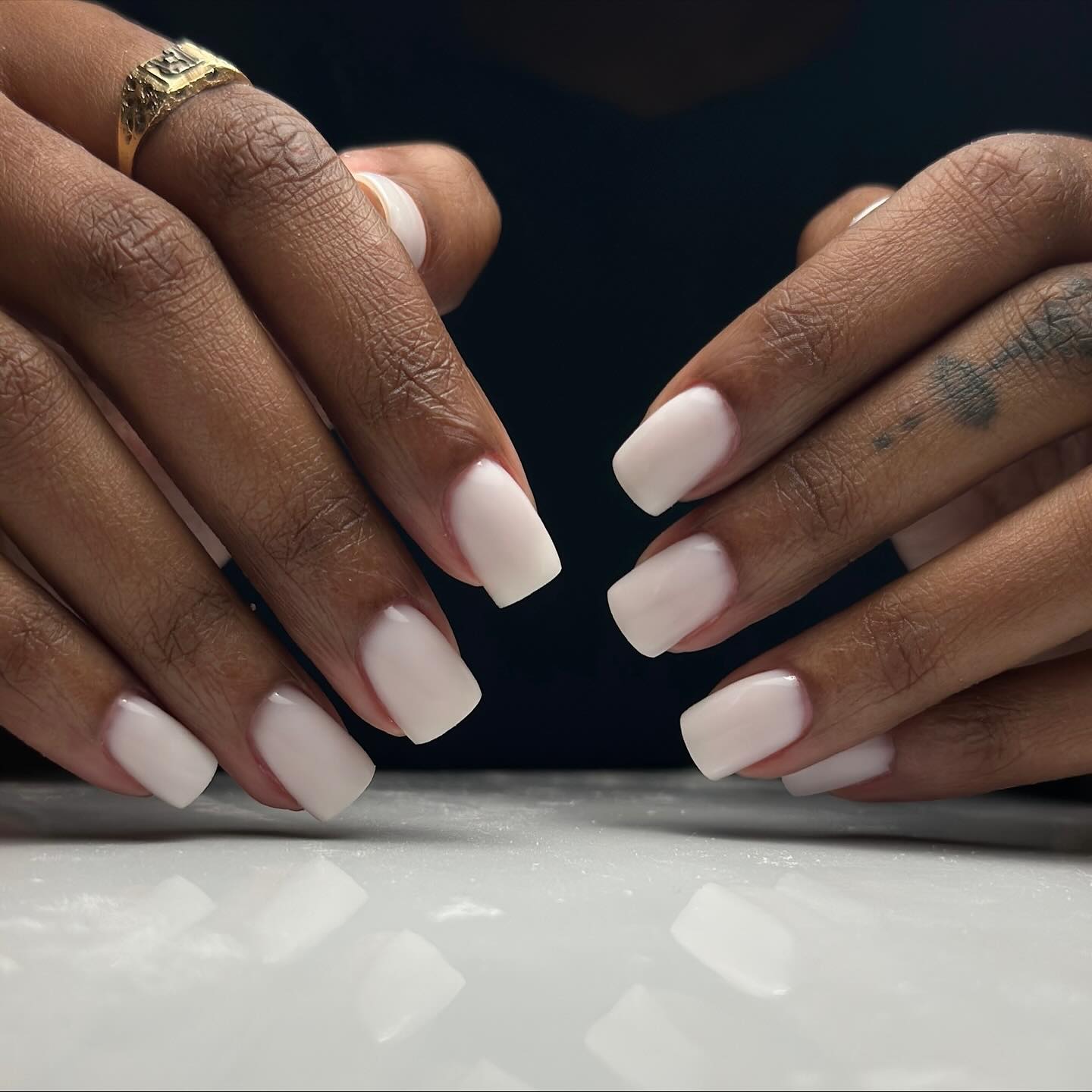 Subtle Milky White Square French Tips