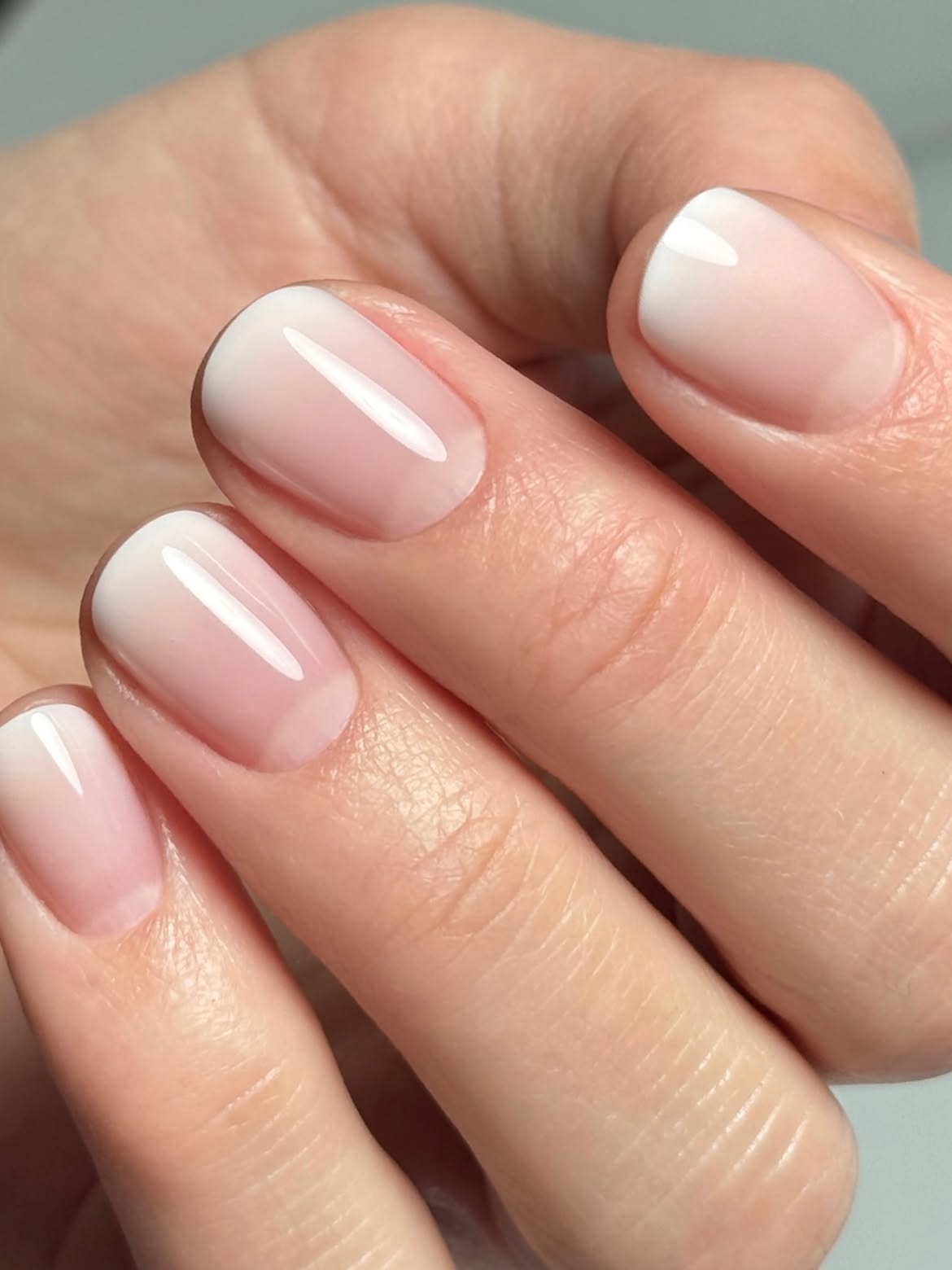 Subtle Ombre Milky Pink and White French