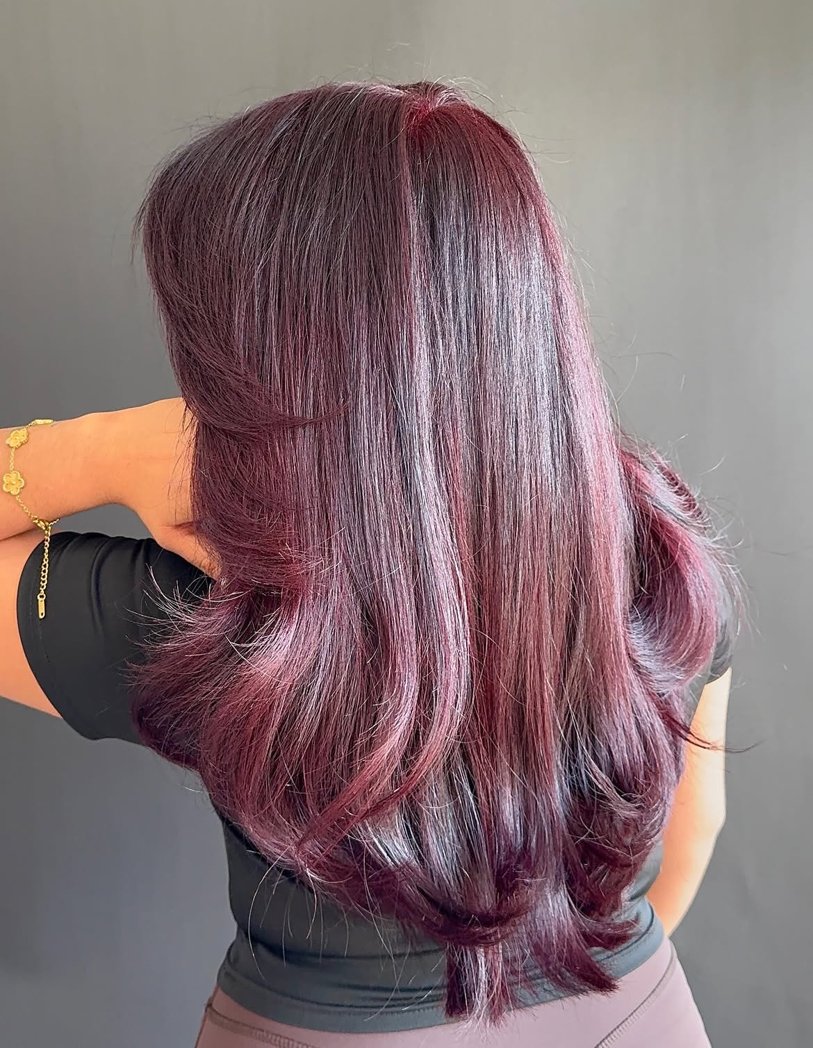 Sumptuous Cherry Cola Waves With Face Framing Layers