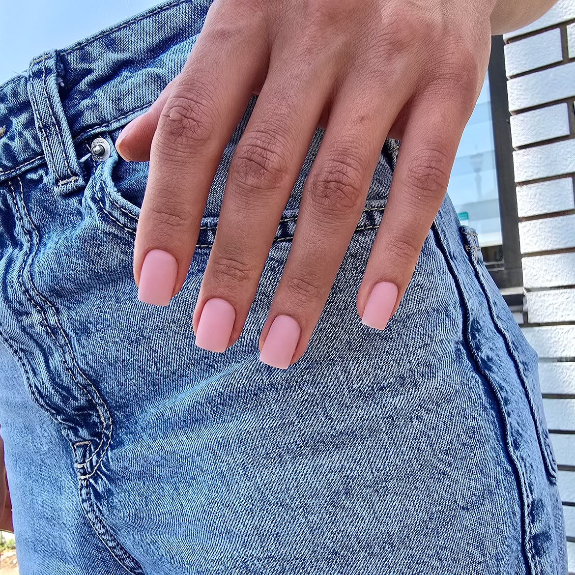 Sweet Pink Matte Square Nails
