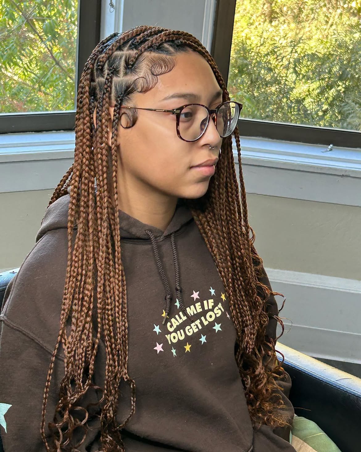 Trendy Box Braids With Defined Edge Waves