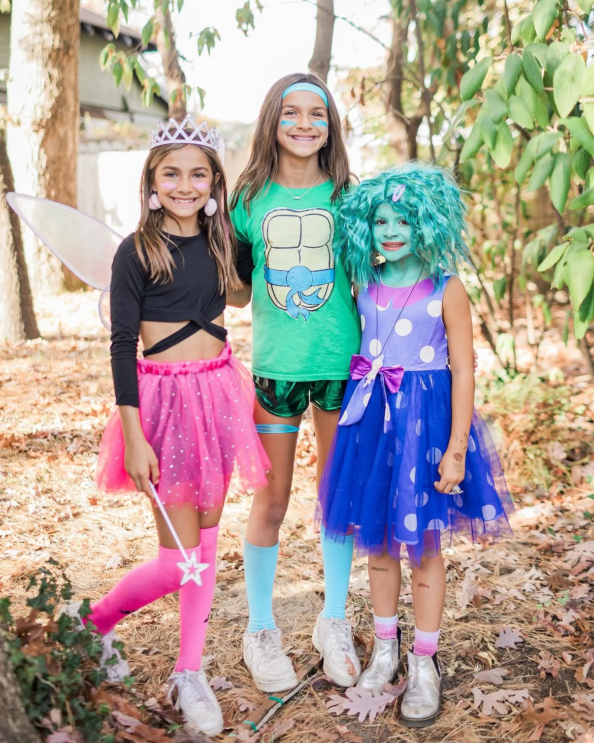 Trio Halloween Costumes: Fairy, Ninja Turtle & Monster