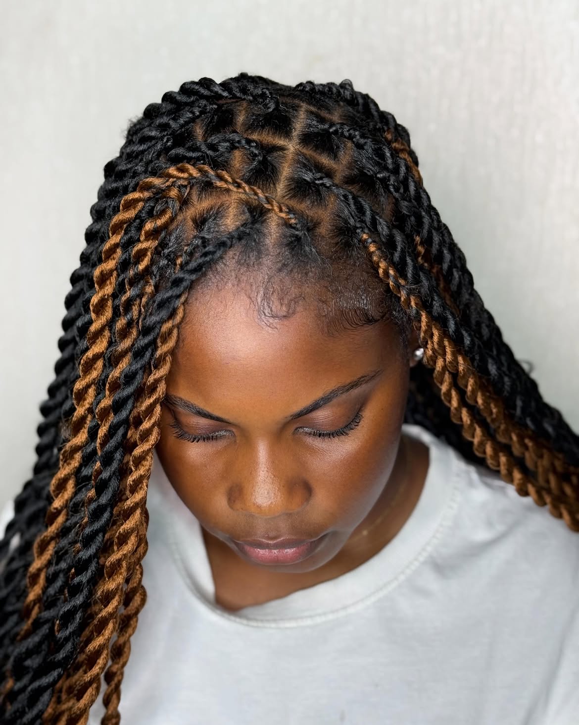 Twisted Rope Braids With Caramel Highlights