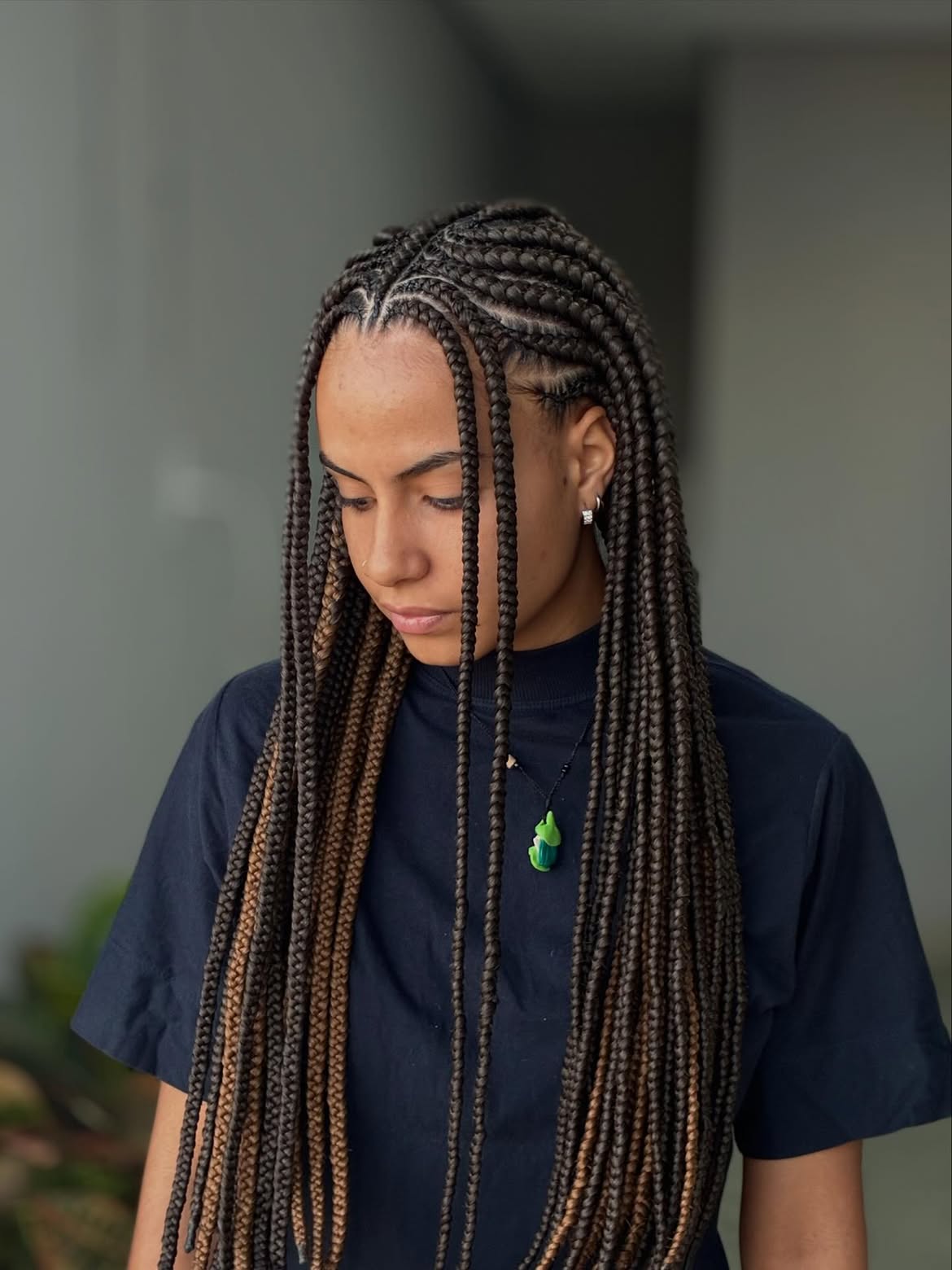Two-Tone Box Braids With Heart Salon Design